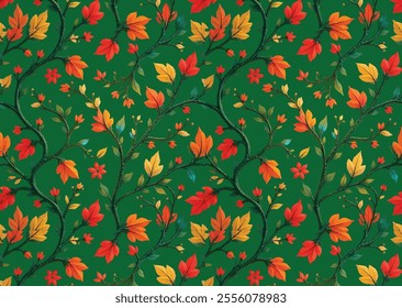 wonderful flower and leaf's seamless pattern