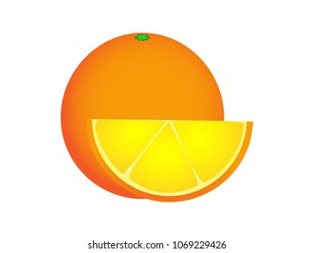 Wonderful fresh fruit orange and his halve