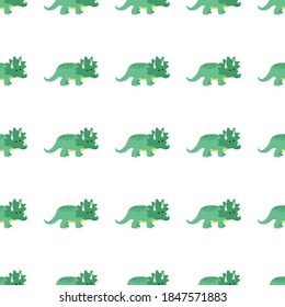 Wonderful green triceratops on a white background. Predators in a flat style. Cartoon animals reptiles for web pages.
Stock vector illustration for decor, design, baby textiles,
wallpaper