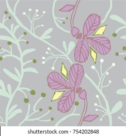 wonderful hand drawn, seamless, floral, vector pattern with stylized flowers, leaves, lines and dots. ideal for wrapping paper, invitation card, wallpaper, background, tile, textile and other prints 