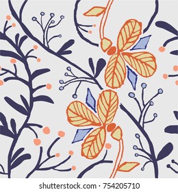 wonderful hand drawn, seamless, floral, vector pattern with stylized flowers, leaves, lines and dots. ideal for wrapping paper, invitation card, wallpaper, background, tile, textile and other prints 
