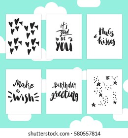 Wonderful handwritten Birthday wishes for amazing  greeting cards.Happy Birthday card design elements.Hand drawn lettering typography for your designs:t-shirts,bags,posters, invitations, cards, etc. 