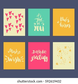 Wonderful handwritten Birthday wishes for amazing  greeting cards.Happy Birthday card design elements.Hand drawn lettering typography for your designs:t-shirts,bags,posters, invitations, cards, etc. 