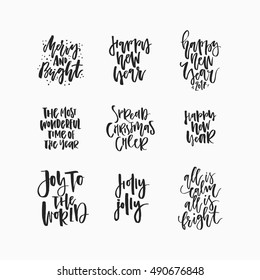 Wonderful handwritten Christmas wishes for amazing holiday greeting cards. Handdrawn lettering. Christmas and New Year card design elements.