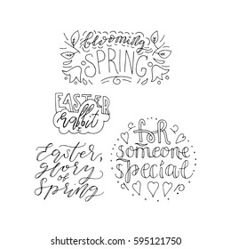 Wonderful handwritten Spring & Easter quotes for amazing greeting cards. Card overlay design elements.Hand drawn lettering typography for your designs:t-shirts,bags,posters, invitations, cards, etc. 

