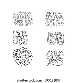 Wonderful handwritten Spring & Easter quotes for amazing greeting cards. Card overlay design elements.Hand drawn lettering typography for your designs:t-shirts,bags,posters, invitations, cards, etc. 
