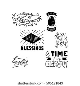 Wonderful handwritten Spring & Easter quotes for amazing greeting cards. Card overlay design elements.Hand drawn lettering typography for your designs:t-shirts,bags,posters, invitations, cards, etc. 
