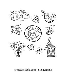 Wonderful handwritten Spring & Easter symbols for amazing greeting cards. Card overlay design elements.Hand drawn lettering typography for your designs:t-shirts,bags,posters, invitations, cards, etc. 