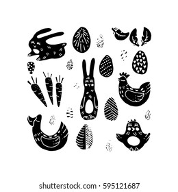 Wonderful handwritten Spring & Easter symbols for amazing greeting cards. Card overlay design elements.Hand drawn lettering typography for your designs:t-shirts,bags,posters, invitations, cards, etc. 