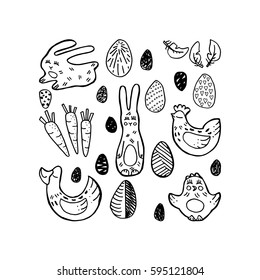 Wonderful handwritten Spring & Easter symbols for amazing greeting cards. Card overlay design elements.Hand drawn lettering typography for your designs:t-shirts,bags,posters, invitations, cards, etc. 