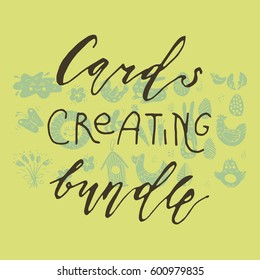 Wonderful handwritten Spring & Easter symbols for amazing greeting cards. Card overlay design elements.Hand drawn lettering typography for your designs:t-shirts,bags,posters, invitations, cards, etc. 
