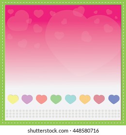 Wonderful hearts on pink background and heart bokeh