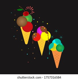 Wonderful ice cream on a black background.
Appetizing ice cream on a black background