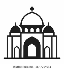 Maravilhosa e encantadora mesquita de esboço a lápis.