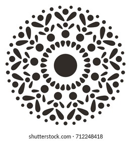 Wonderful Mandala Decoration Ornament. Black on White Background. 