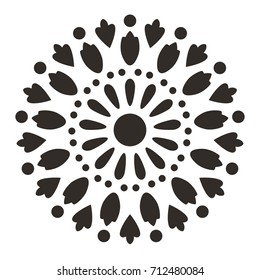 Wonderful Mandala Decoration Ornament. Black on White Background.
