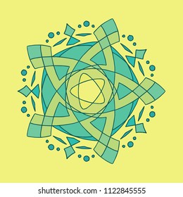 Wonderful Mandala Drawn by Hand in Many Colors Joyful and Happy Doodle Brush Style. Oriental and mystic vector illustration