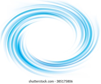 Wonderful modern decorative fluid rippled curvy cyan ring fond card pattern. Eddy air volute surface gentle turquoise color with space for text in glowing soft shiny milk center in middle of funnel