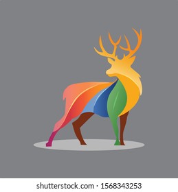 wonderful multi color deer vector art