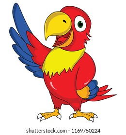 Wonderful multi color parrot bird standing happy
