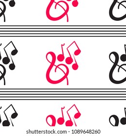 A wonderful musical pattern on a white background. You can use for fabric, wallpaper, posters.