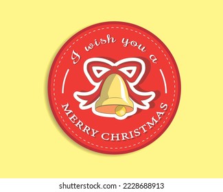 A wonderful New Year's bell. Merry Christmas, emblem, logo, patch, sticker. A patch on your clothes, a badge