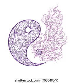 Wonderful nice yin-yang with floral patterns