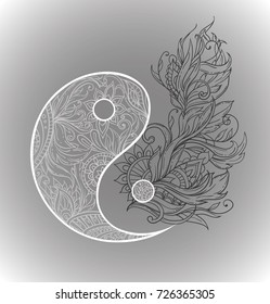 Wonderful nice yin-yang with floral patterns