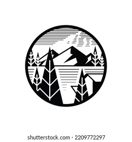 wonderful place in the forest lake logo vector. svg