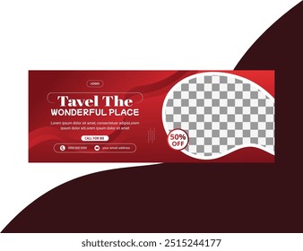 wonderful place tour travel marketing, vector graphic design facebook cover template