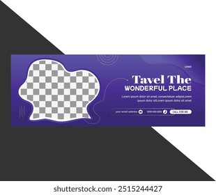 wonderful place tour travel marketing, vector graphic design facebook cover template