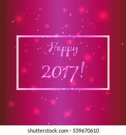 wonderful purple christmas background vector illustration with light bubbles and hand drawn text Happy2017!