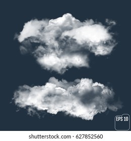 Wonderful realistic thunderclouds on the background of the night sky. Vector illustration