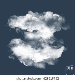 Wonderful realistic thunderclouds on the background of the night sky. Vector illustration