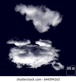 Wonderful realistic thunderclouds on the background of the night sky. Vector illustration