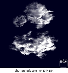 Wonderful realistic thunderclouds on the background of the night sky. Vector illustration