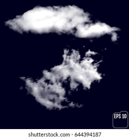 Wonderful realistic thunderclouds on the background of the night sky. Vector illustration