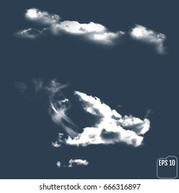 Wonderful realistic thunderclouds on the background of the night sky. Vector illustration