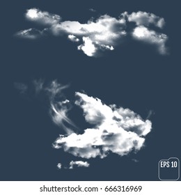 Wonderful realistic thunderclouds on the background of the night sky. Vector illustration