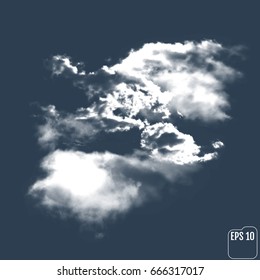 Wonderful realistic thunderclouds on the background of the night sky. Vector illustration