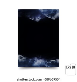 Wonderful realistic thunderclouds on the background of the night sky. Vector illustration