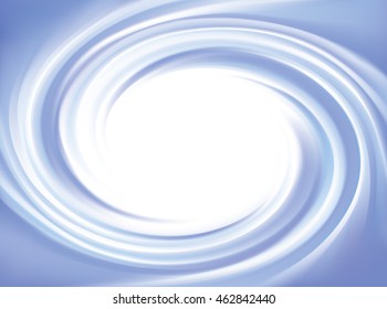 Wonderful rippled curvy cyan fond. Beautiful eddy volute fluid area gentle azure color with space for text in glowing soft shiny white center