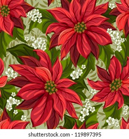 Wonderful seamless background with poinsettia