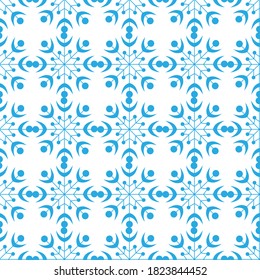 
Maravilloso patrón sin costuras de copos de nieve sobre un fondo blanco. Elementos decorativos de invierno de estilo plano para postales, papel envolvente, tela, papel pintado y más. Ilustración vectorial de existencias para la decoración