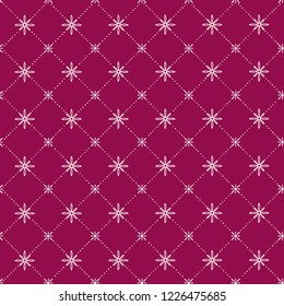 Wonderful seamless pattern with white snowflake and violet background. Template for wrapping paper. Textile print for linen. Decoration greeting, invitation, celebration card, postcard, poster, banner