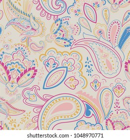 wonderful seamless vector  of floral and geometrical pattern. with paisley, stylized leaf and flower ornaments. great for wallpaper, packaging paper, wrapping, textile, diary cover and other prints
