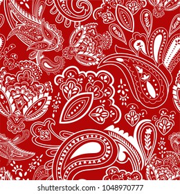 wonderful seamless vector  of floral and geometrical pattern. with paisley, stylized leaf and flower ornaments. great for wallpaper, packaging paper, wrapping, textile, diary cover and other prints