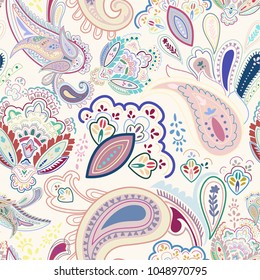 wonderful seamless vector  of floral and geometrical pattern. with paisley, stylized leaf and flower ornaments. great for wallpaper, packaging paper, wrapping, textile, diary cover and other prints