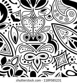 wonderful seamless vector of floral and geometrical pattern. with paisley, stylized leaf and flower ornaments. great for wallpaper, packaging paper, wrapping, textile, diary cover and other prints