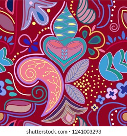 wonderful seamless vector of floral and geometrical pattern. with paisley, stylized leaf and flower ornaments. great for wallpaper, packaging paper, wrapping, textile, diary cover and other prints